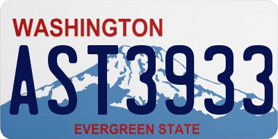 WA license plate AST3933