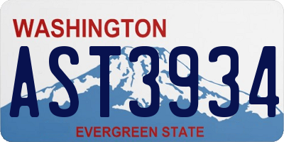 WA license plate AST3934