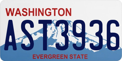 WA license plate AST3936