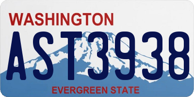 WA license plate AST3938