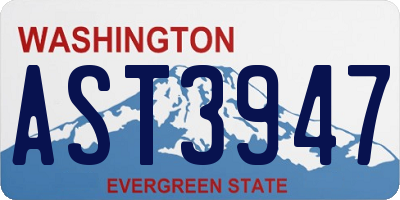 WA license plate AST3947