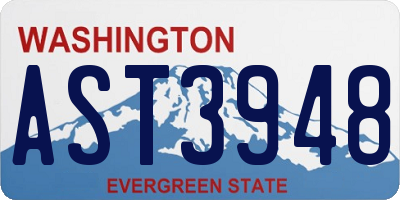 WA license plate AST3948