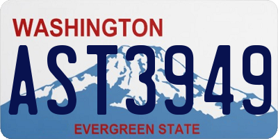 WA license plate AST3949