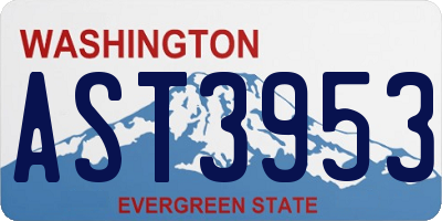 WA license plate AST3953