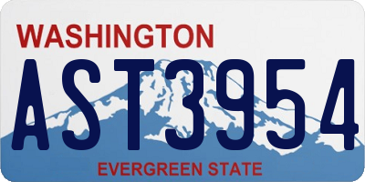 WA license plate AST3954