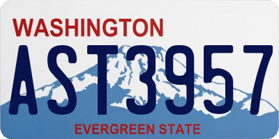 WA license plate AST3957