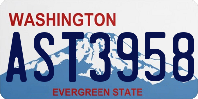 WA license plate AST3958