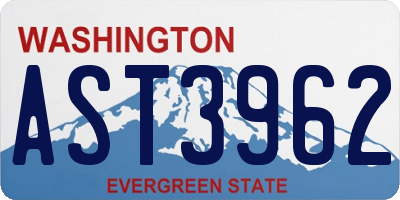 WA license plate AST3962