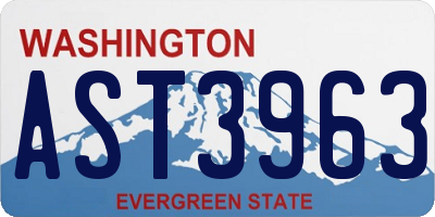 WA license plate AST3963