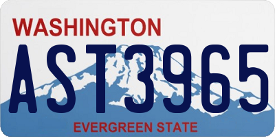 WA license plate AST3965