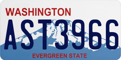 WA license plate AST3966