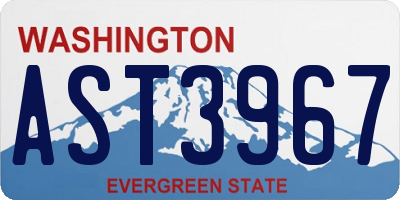 WA license plate AST3967