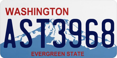 WA license plate AST3968