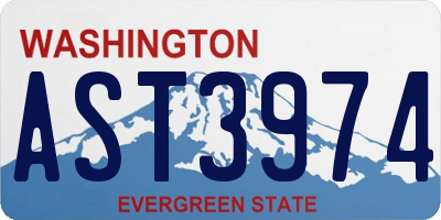 WA license plate AST3974