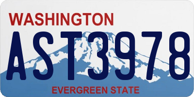 WA license plate AST3978