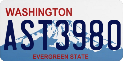 WA license plate AST3980
