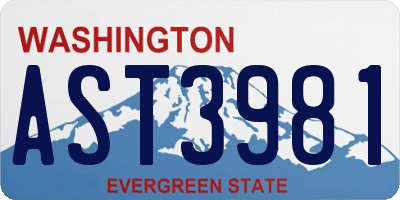WA license plate AST3981