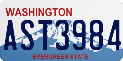 WA license plate AST3984