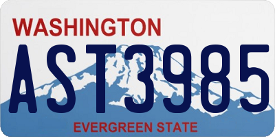 WA license plate AST3985
