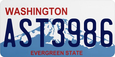 WA license plate AST3986