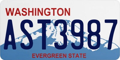 WA license plate AST3987