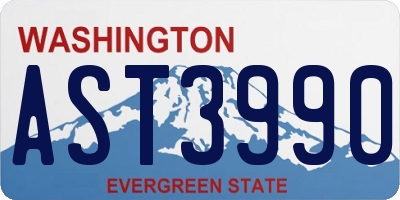 WA license plate AST3990
