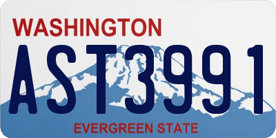 WA license plate AST3991