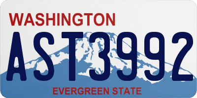 WA license plate AST3992