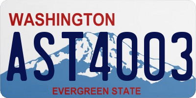 WA license plate AST4003
