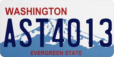 WA license plate AST4013