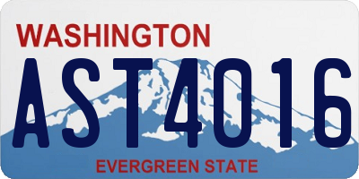 WA license plate AST4016