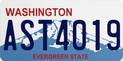 WA license plate AST4019