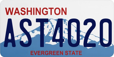 WA license plate AST4020