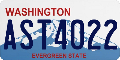 WA license plate AST4022