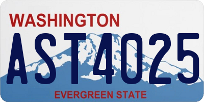 WA license plate AST4025