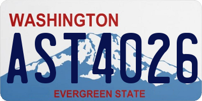 WA license plate AST4026