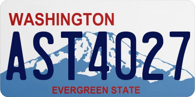 WA license plate AST4027