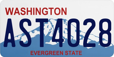 WA license plate AST4028