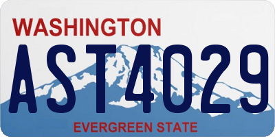WA license plate AST4029
