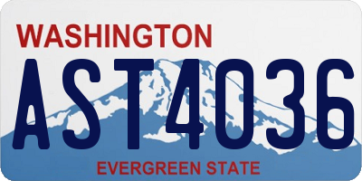 WA license plate AST4036