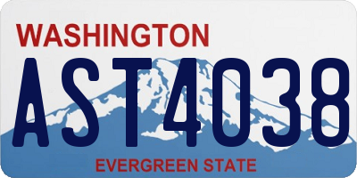 WA license plate AST4038