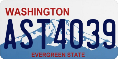 WA license plate AST4039