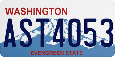 WA license plate AST4053