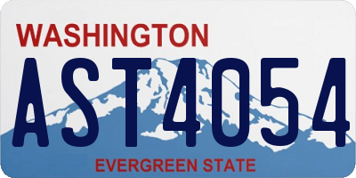WA license plate AST4054