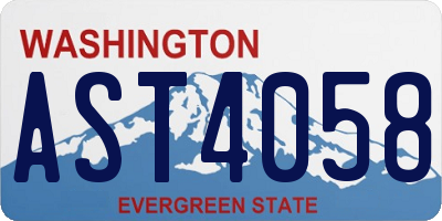 WA license plate AST4058