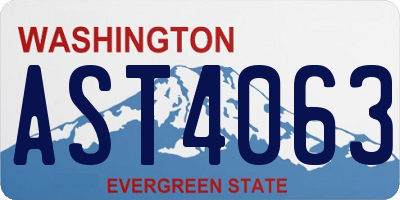 WA license plate AST4063