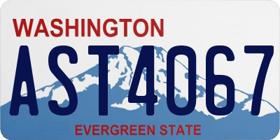 WA license plate AST4067