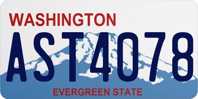 WA license plate AST4078