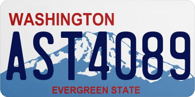 WA license plate AST4089