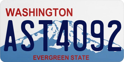 WA license plate AST4092